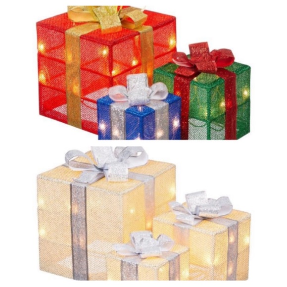 🎄FLASH SALE🎄NIB 3 Lighted Christmas Presents Decorations - Picture 3 of 13